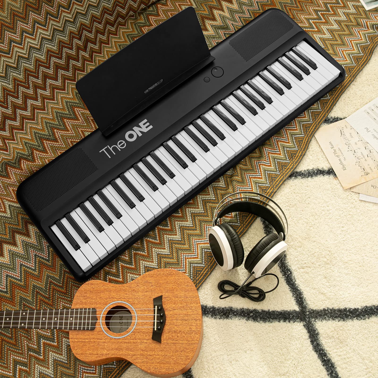 The ONE Smart Keyboard COLOR 61-Key Lighted Digital Piano for Beginners with 256 Tones, 64 Polyphony, Built-in LED Lights & Free Apps - Perfect for Home Practice, Music Learning & Live Performance (Black)