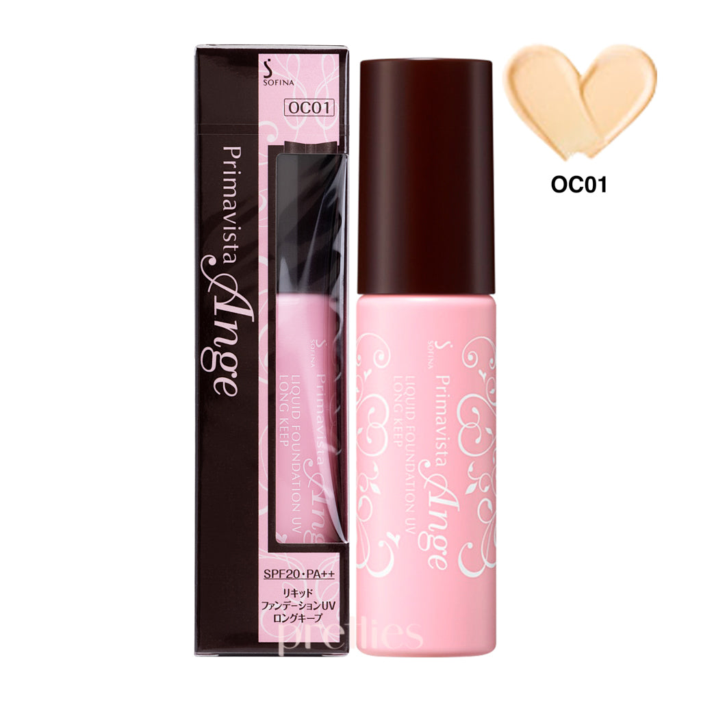 Sofina Primavista Ange Long Lasting Liquid Foundation UV SPF with Oil Control - OC01 Light Beige (Upgraded Formula) | Taiwan Version | 12-Hour Wear for Oily Skin | Perfect for Daily Makeup & Summer Protection