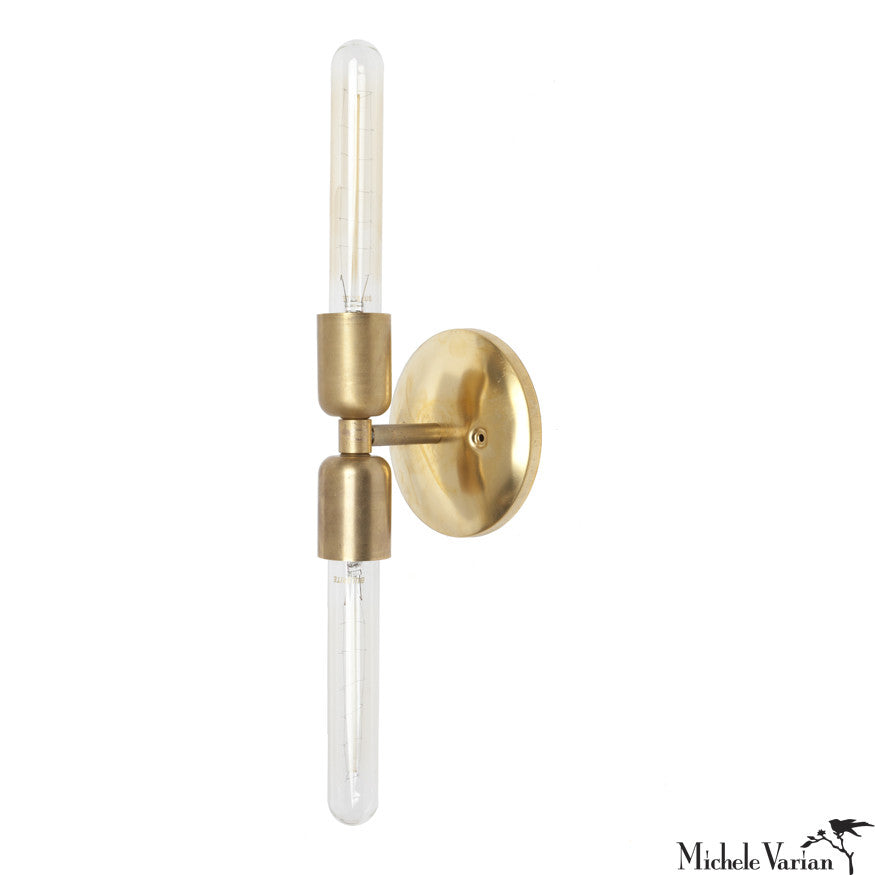 Brass Two Way Wall Sconce Light Fixture - Vintage Style Adjustable Arm Wall Lamp for Bedroom, Living Room & Hallway Lighting