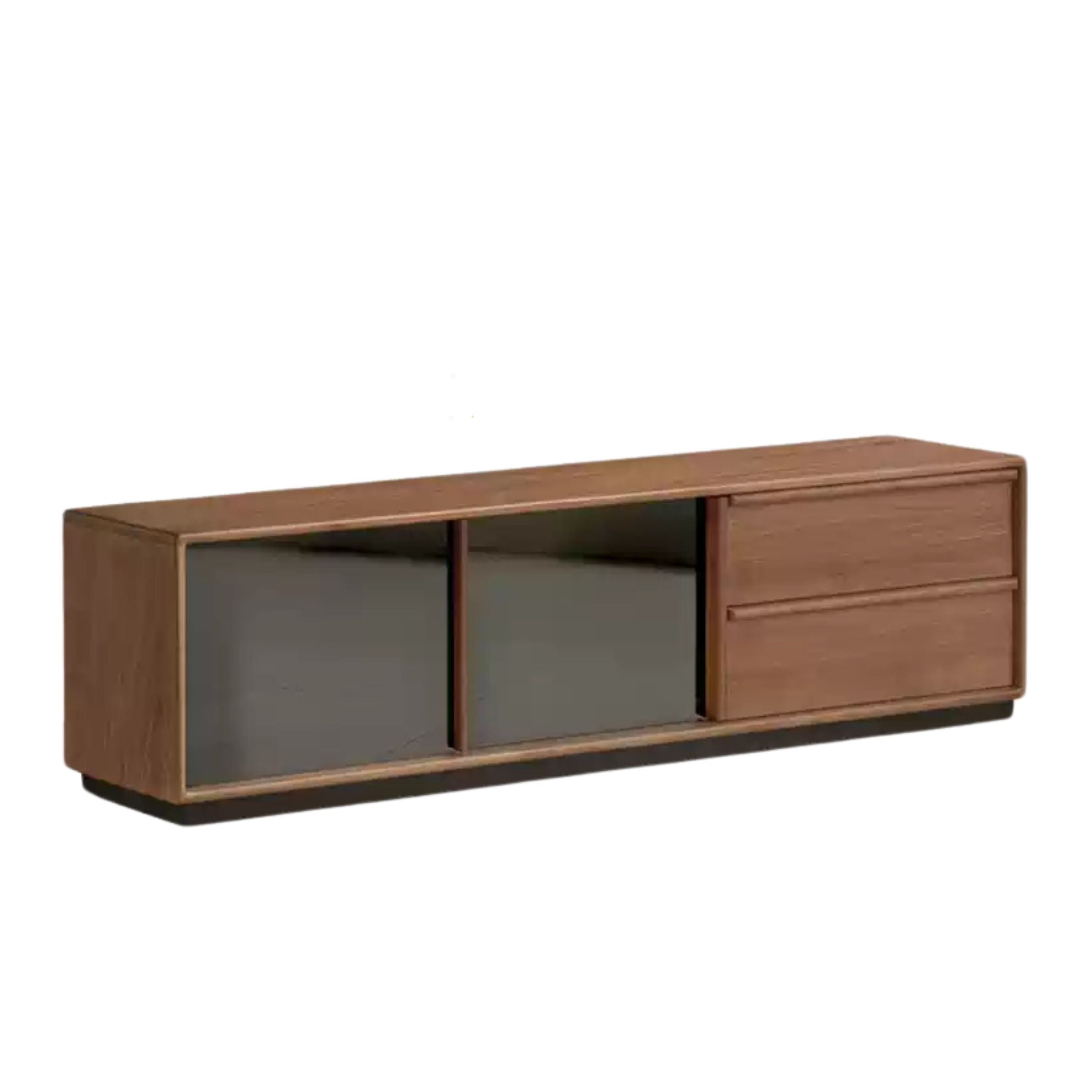 Premium Black Walnut Solid Wood TV Stand - Italian Modern Luxury Design for Living Room & Home Theater Setup
