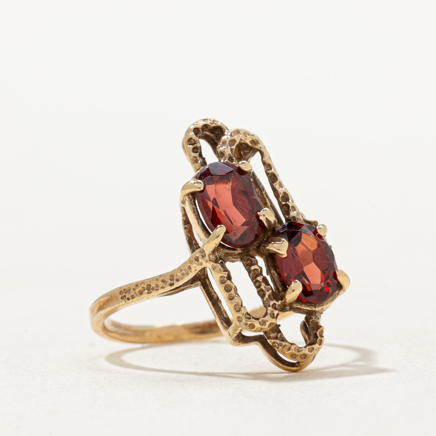 1.00ctw Two Stone Garnet Abstract Ring - Size 5 | Elegant Bohemian Jewelry for Women | Perfect for Date Night & Special Occasions