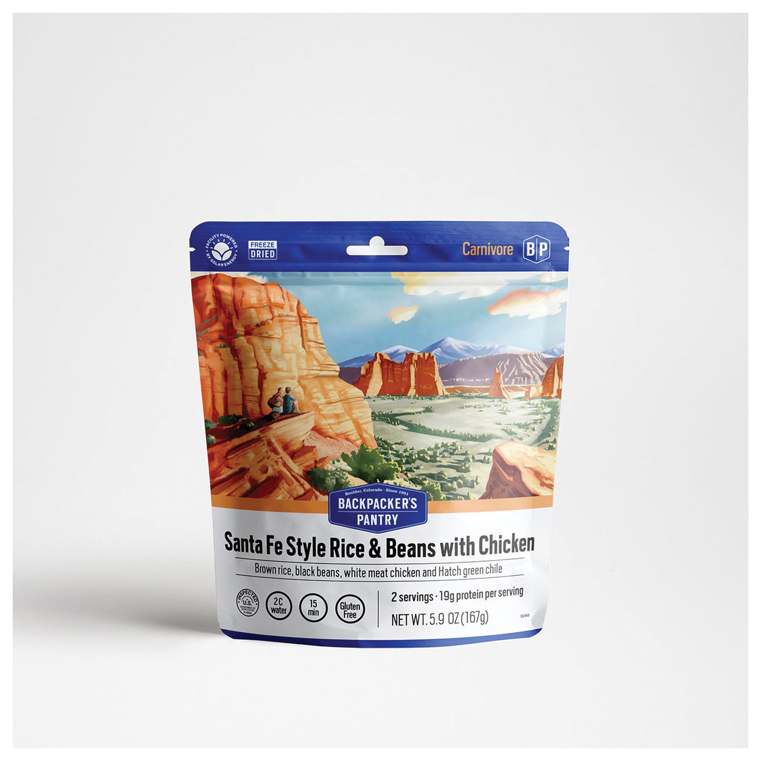 Backpacker's Pantry Santa Fe Rice and Beans with Chicken - 2 Servings | 340 Calories | Freeze-Dried Camping Meal for Hiking, Backpacking & Emergency Preparedness