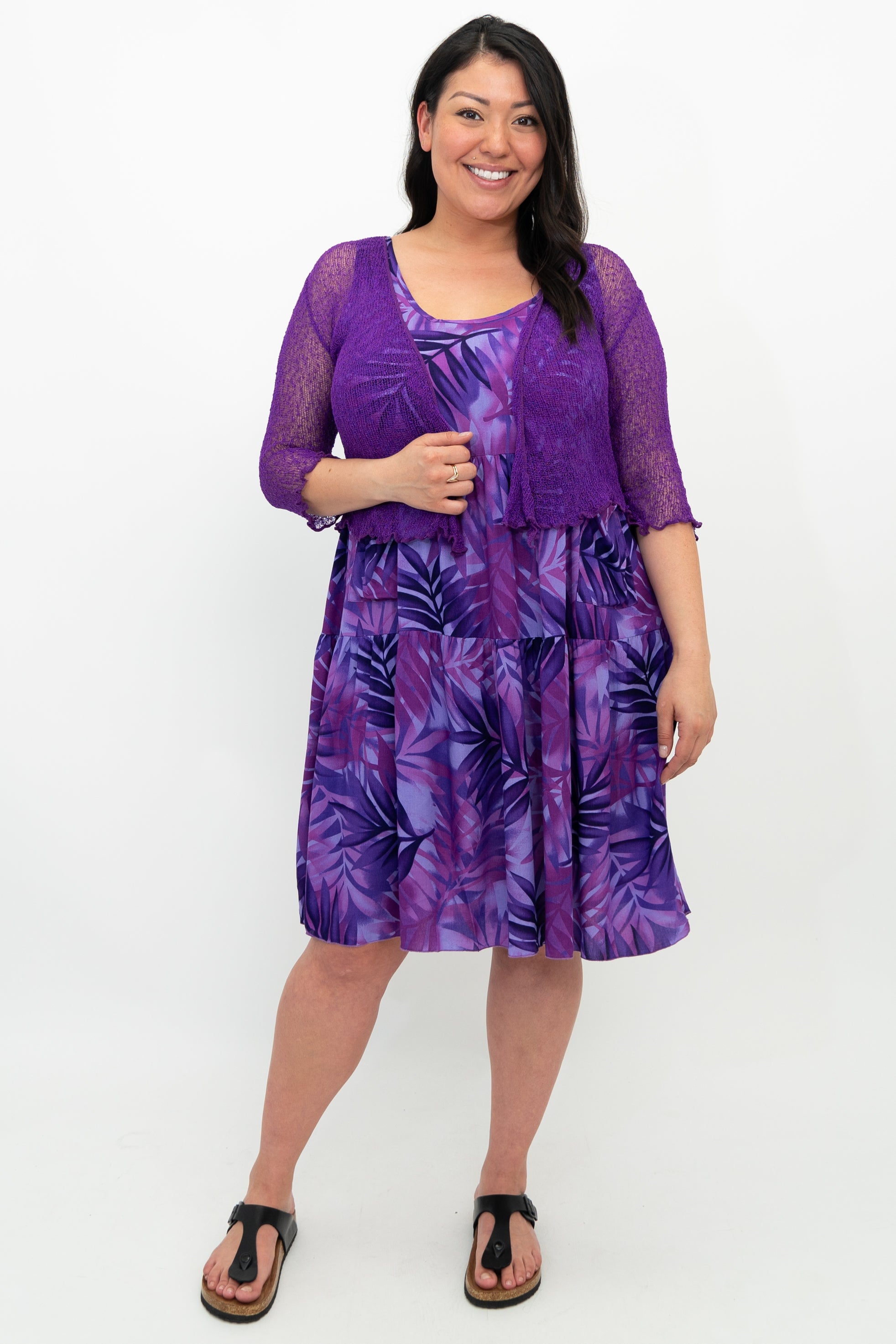 Kayana Women's Fuchsia Palm Print Dress - Flowy Summer Dress for Beach, Vacation & Casual Wear