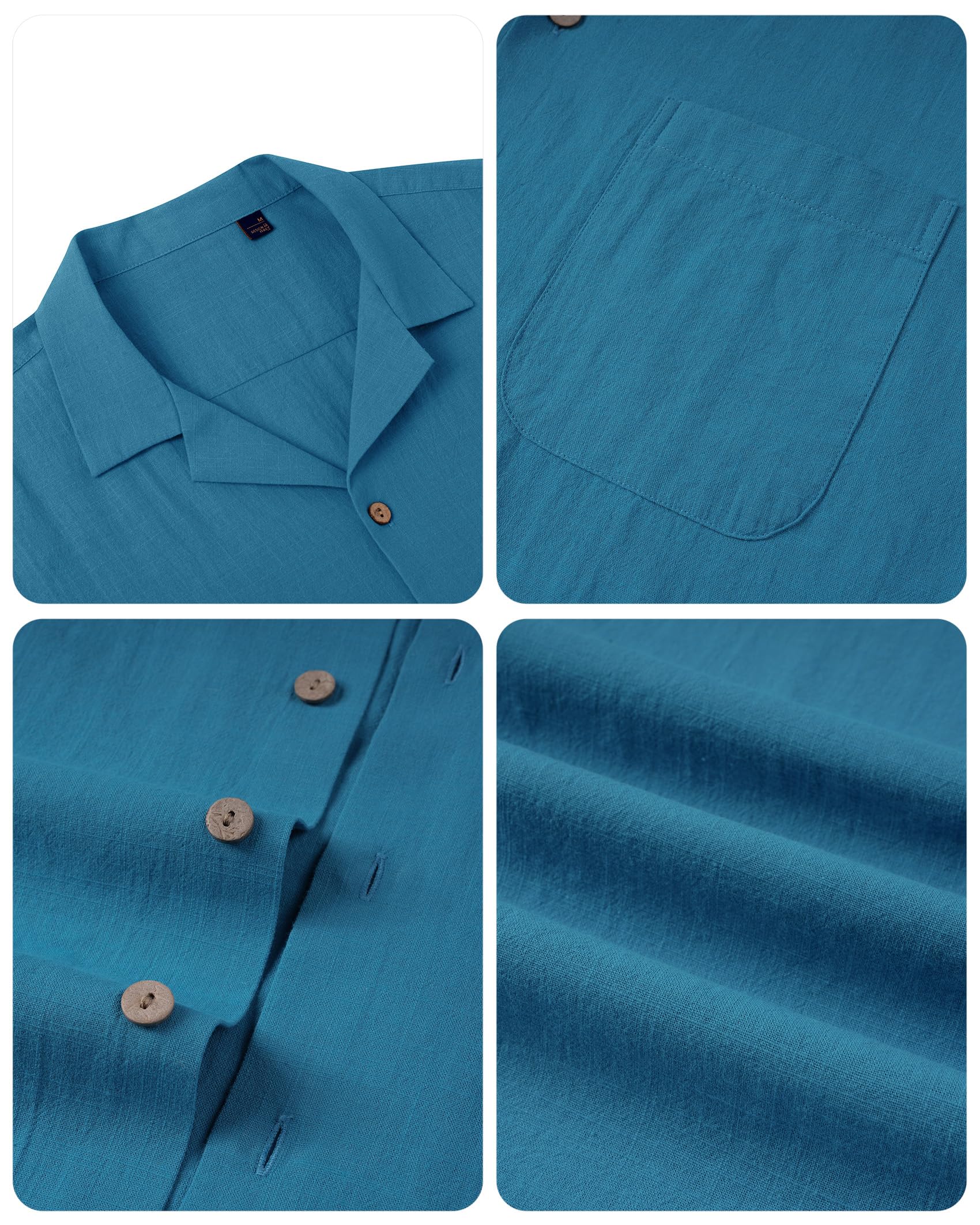 Men's Linen Short Sleeve Button Down Shirts - Breathable Cotton Summer Casual Shirts for Beach, Vacation & Hawaiian Style | Perfect for Tropical Getaways, Pool Parties & Summer Outings