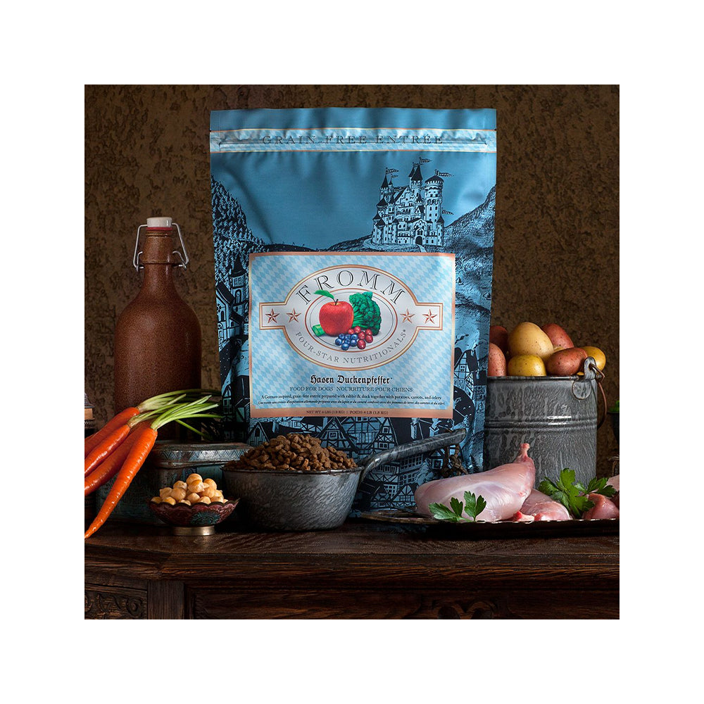 Hasen Duckenpfeffer Grain Free Dry Dog Food - High Protein, Hypoallergenic Recipe for Small & Large Breeds - Perfect for Sensitive Stomachs & Allergies at Home or Travel