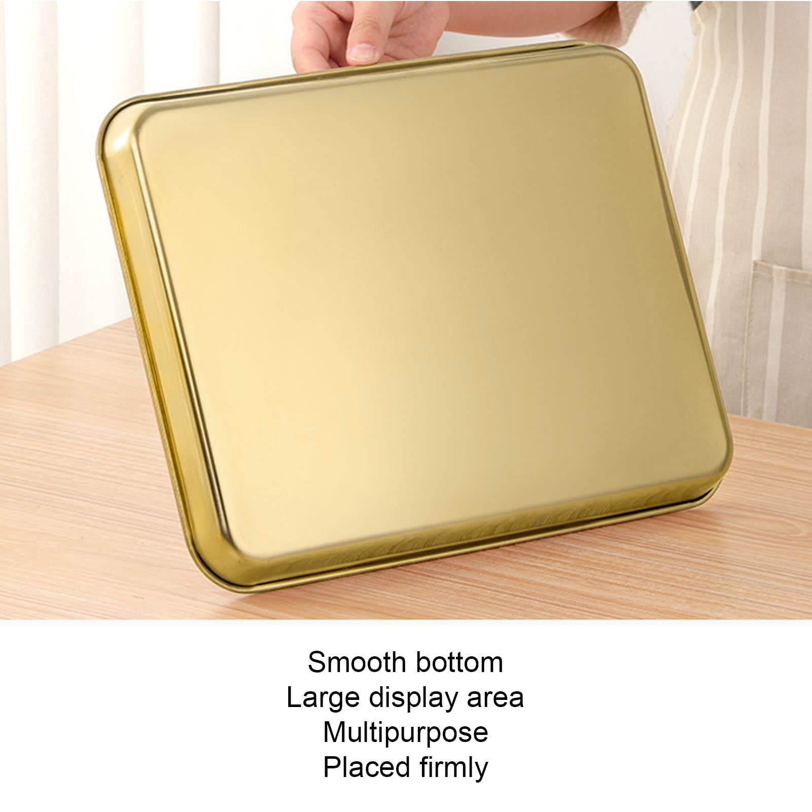 Premium Stainless Steel Serving Trays - Gold Decorative Metal Food Trays for Restaurants & Home Use | Jewelry Display & Storage | Elegant Dining & Party Serving