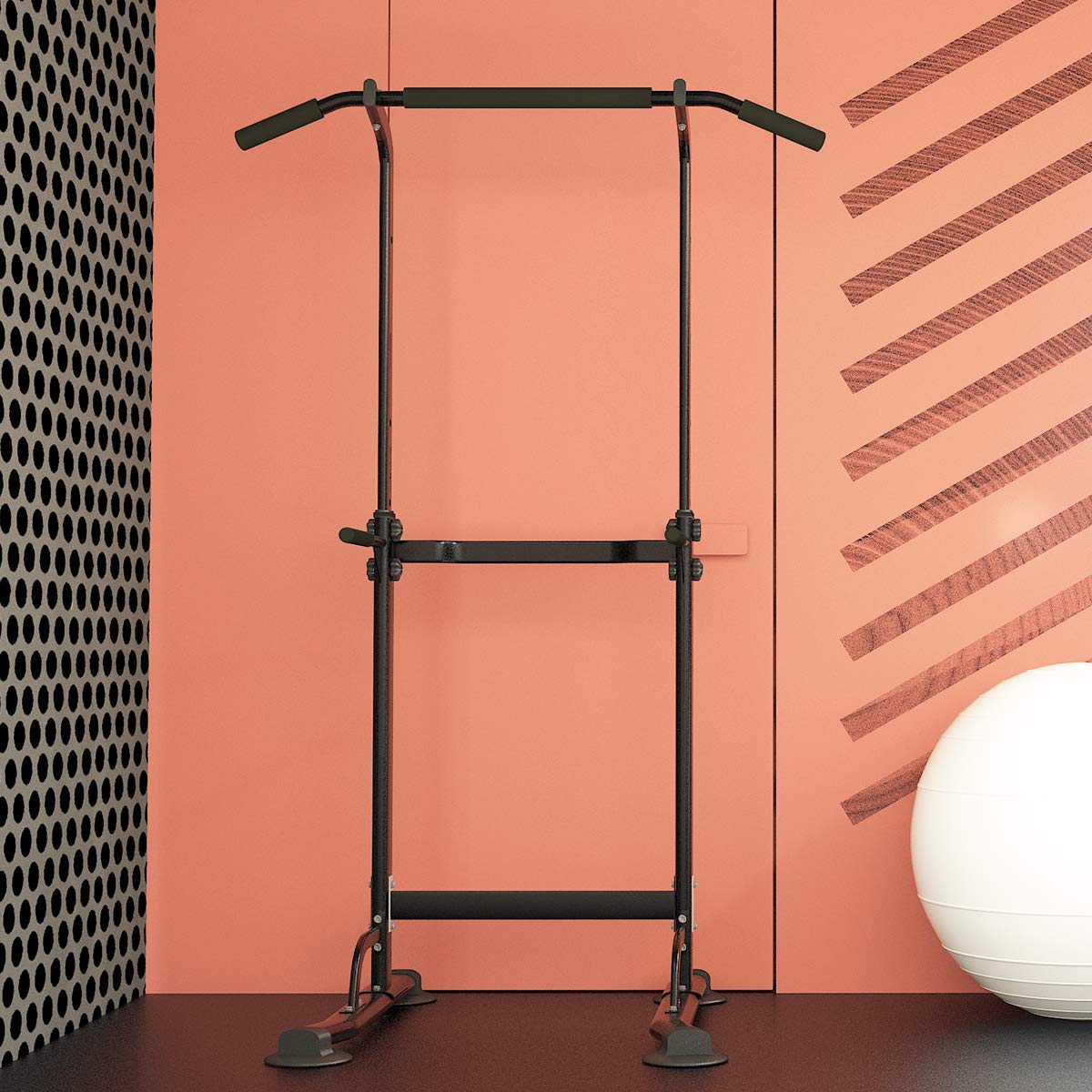 SOGESFitness Power Tower - Adjustable Pull Up & Dip Station (165-210cm) for Home Gym - Multifunctional Workout Equipment for Push Ups, Pull Ups & Core Training - Perfect for Strength Training & Bodyweight Exercises