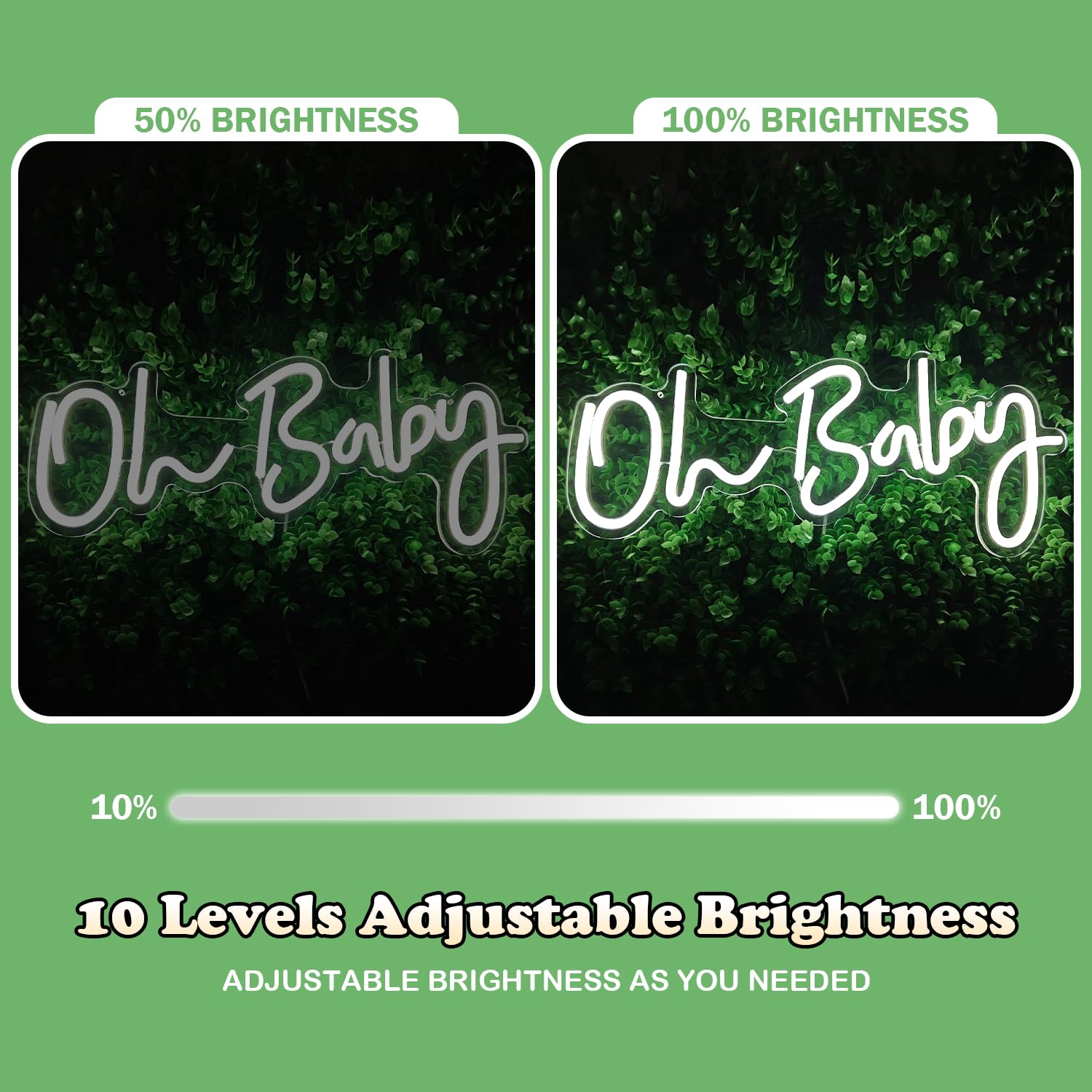 Oh Baby Neon Sign - Dimmable LED Wall Decor for Baby Shower, Birthday Party & Wedding | Reusable Backdrop Lighting for Nursery, Christmas Gift & Home Decoration
