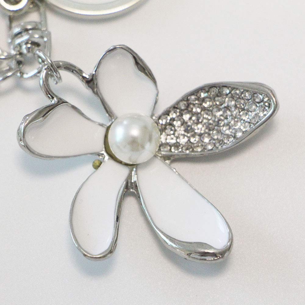 Sparkling Rhinestone Flower Keychain with Tassel - Elegant Leaf Key Ring for Women, Perfect for Wallets, Bags & Purse Charms - Great Gift for Birthdays, Parties & Everyday Accessories
