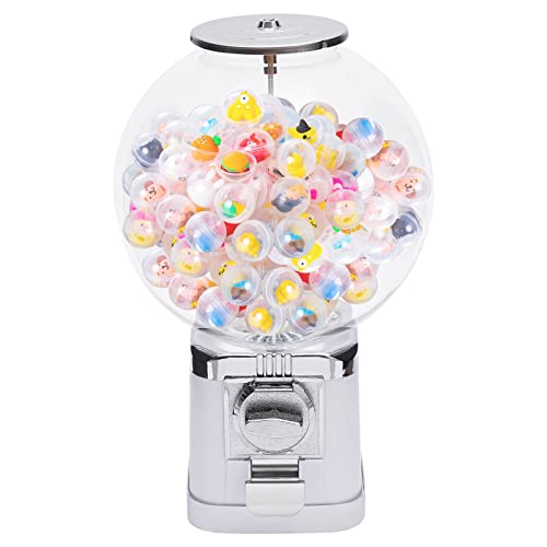 Futchoy Vending Machine - 1.26 Inch Bubble Gumball Dispenser for Capsules, Candy & Nuts - Freestanding Coin Operated Gumball Machine (White) - Perfect for Kids Parties, Arcades & Retail Stores