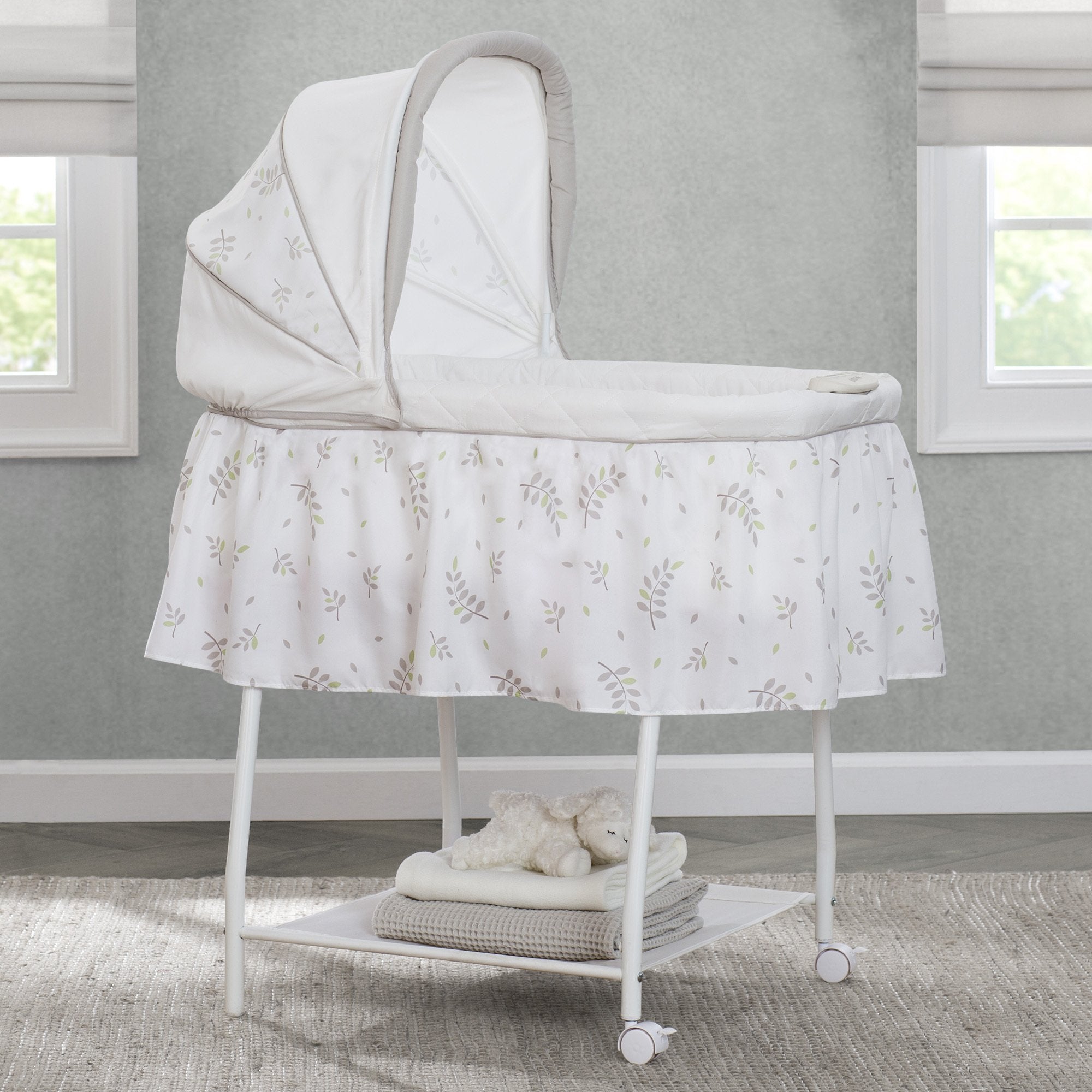 Silent Auto Gliding Bassinet for Newborns - Ultra Quiet Baby Crib with Smooth Motion - Perfect for Nursery, Bedroom & Travel