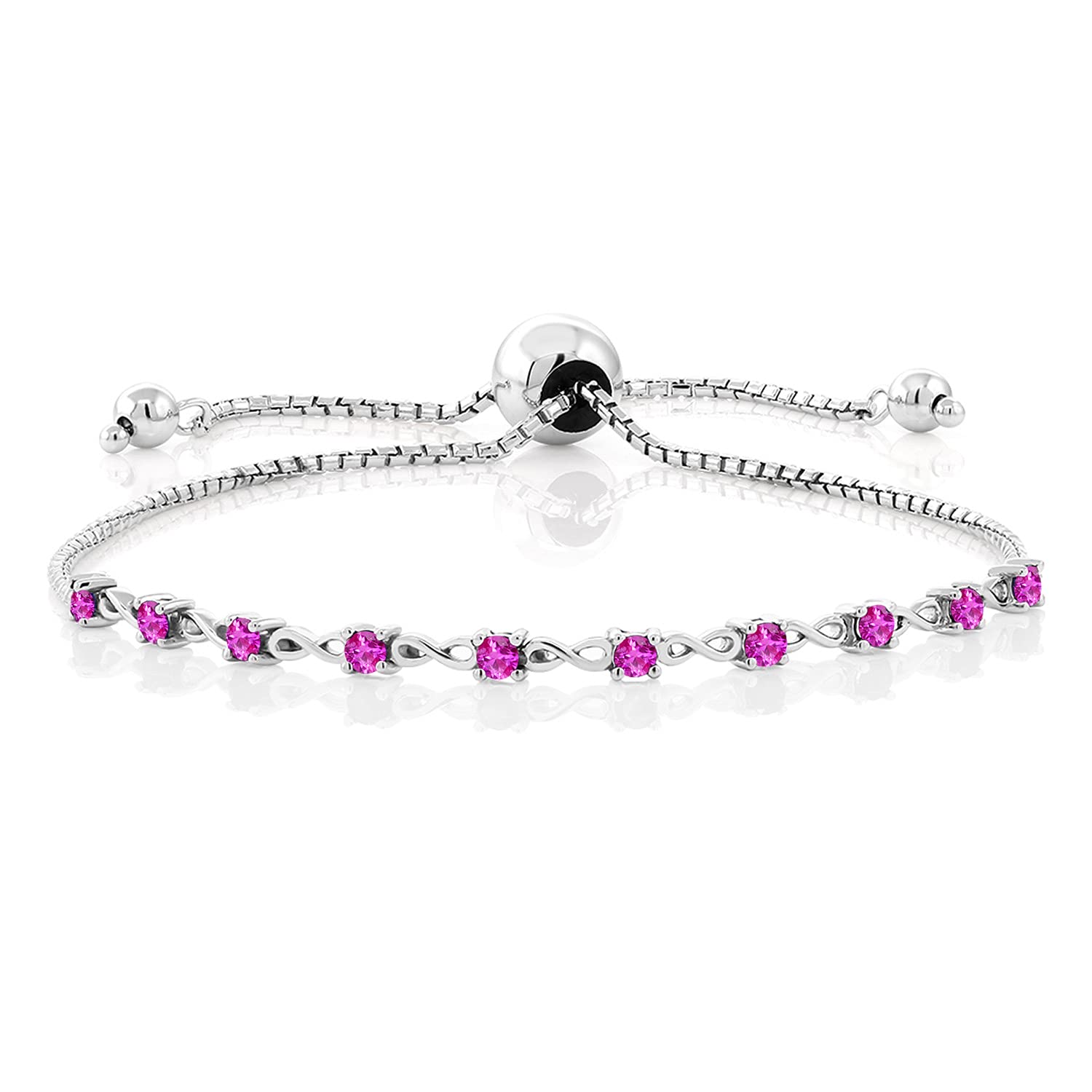 0.50 Ct Round Pink Sapphire Sterling Silver Bracelet for Women | 925 Silver Gemstone Jewelry | Gift for Her, Birthday, Anniversary, Valentine's Day