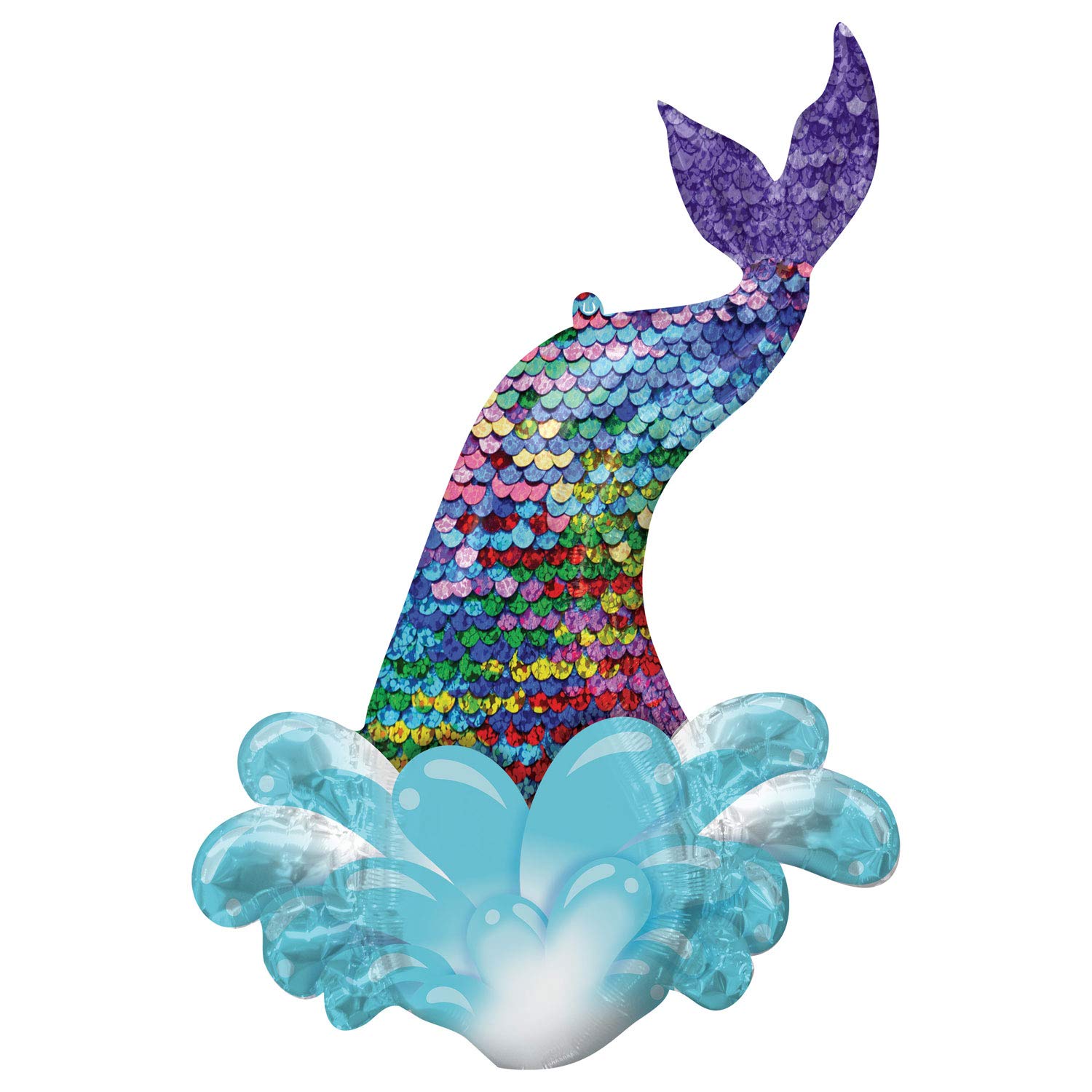 Anagram 39 Inch Mermaid Sequin Tail Foil Balloon - Multicolor Party Decorations for Birthday, Baby Shower & Pool Party Themes