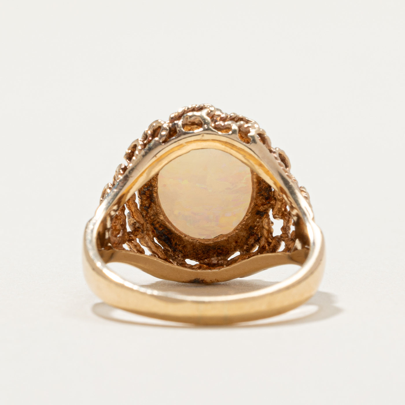 Opal Textured Cocktail Ring for Women - 3.50 Carat Genuine Opal Stone - Size 7 - Elegant Statement Jewelry for Parties, Weddings & Special Occasions
