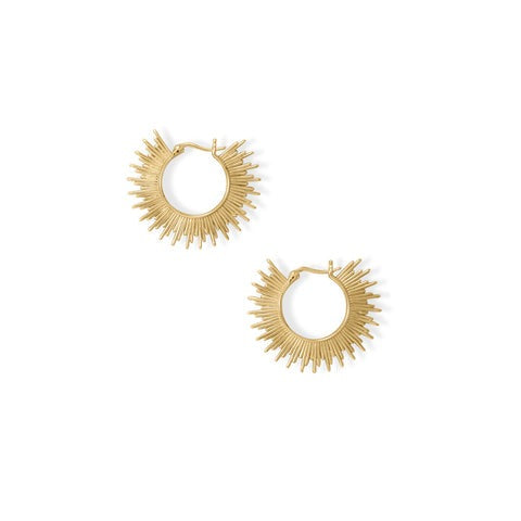 14K Gold Plated Sunburst Earrings for Women - Elegant Dangle Hoop Earrings for Party, Wedding & Everyday Wear