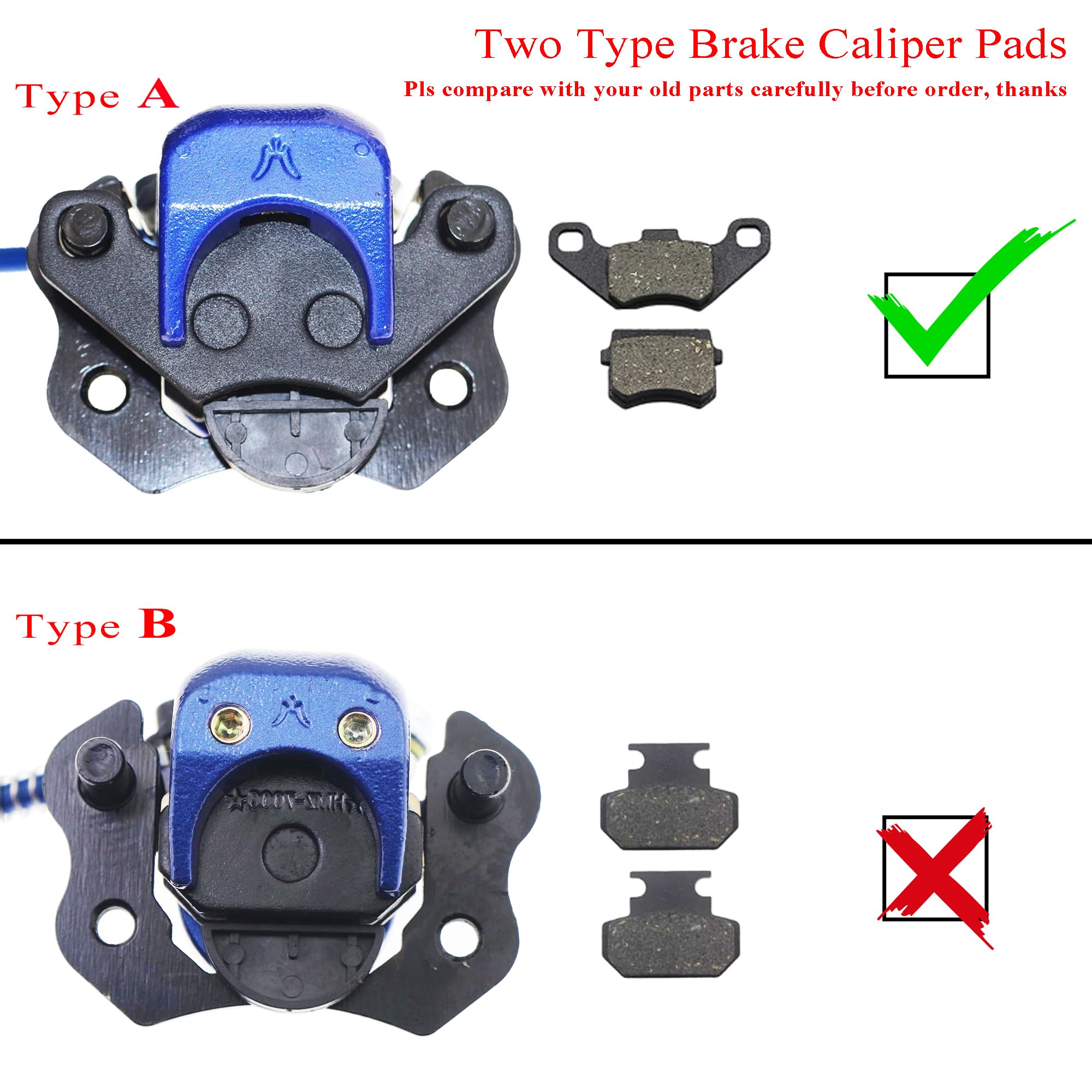 PRO BAT Rear Hydraulic Disc Brake System with Master Cylinder & Caliper - Compatible with 50cc 70cc 90cc 110cc 125cc ATV Quad Bikes - Includes Brake Pads (Blue) - Perfect for Off-Roading, Trail Riding & Dirt Bike Maintenance