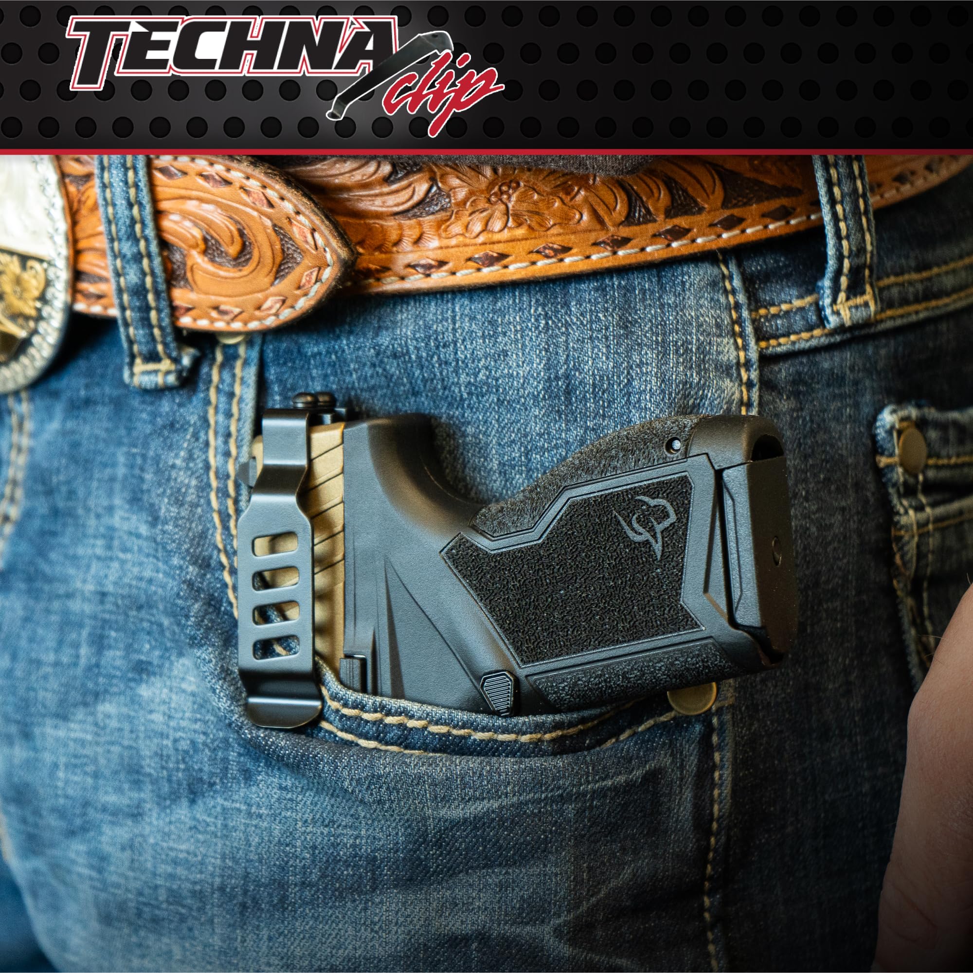 Techna Clip Concealment System for 1911 .45 ACP Pistols - Durable High-Carbon Steel Gun Clip with Teflon Coating - Right Side Carry, Easy Install Holster Clip (Black) - Perfect for Concealed Carry, Home Defense & Range Use