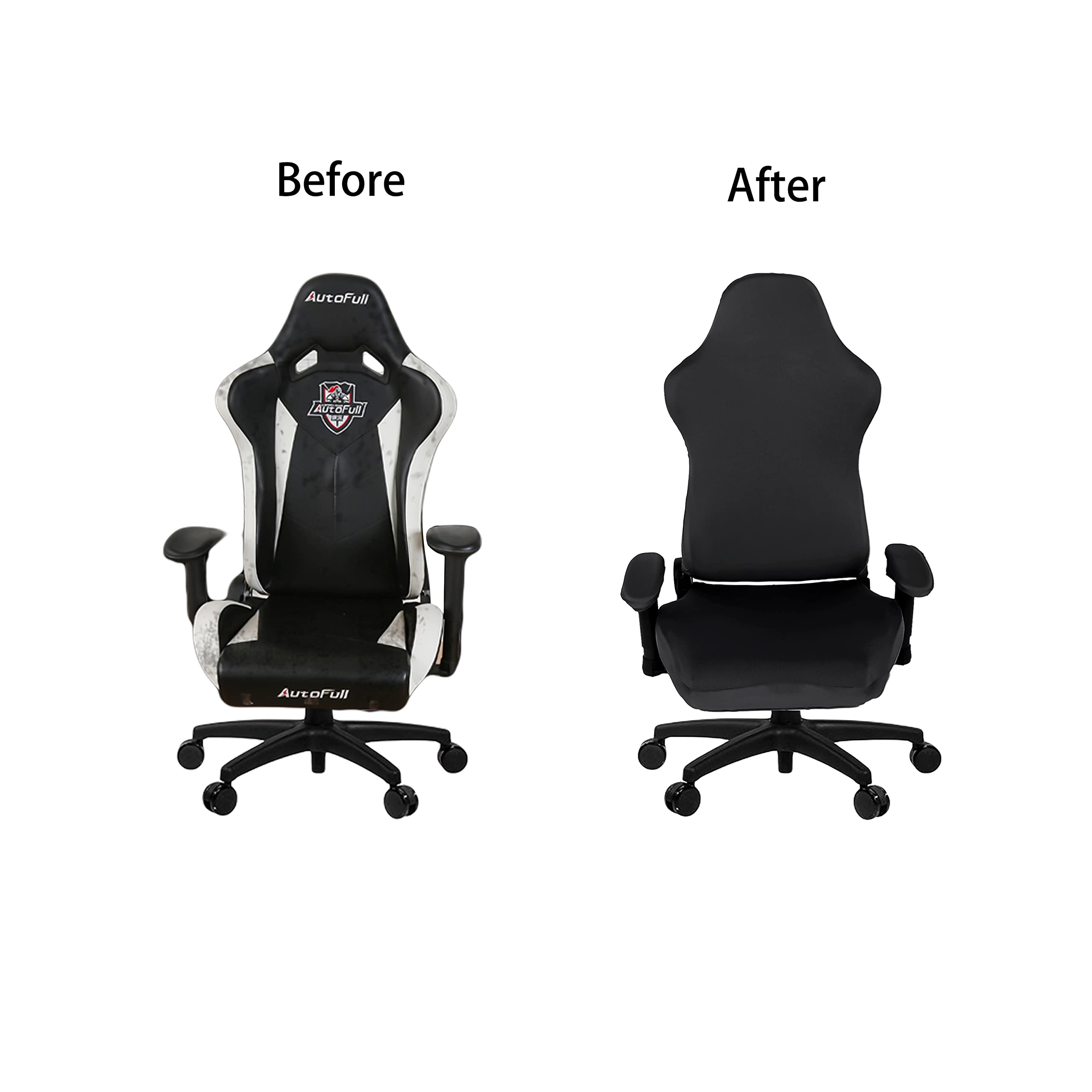 SARAFLORA Stretchable Washable Gaming Chair Cover - Universal Fit for Armchair, Swivel Chair, Office Chair & Computer Boss Chair - Black X-Large - Perfect for Home Office, Gaming Setup & Workspace Comfort