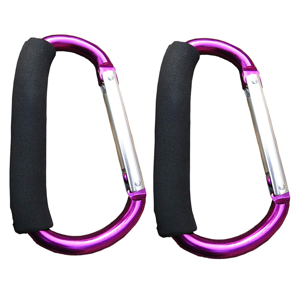 Extra Large D-Type Carabiner Hook - Heavy Duty Aluminum Alloy Climbing Carabiner for Hammocks, Shopping Bags & Trolleys (2 Pack, Purple) - Perfect for Outdoor Adventures, Camping & Daily Use