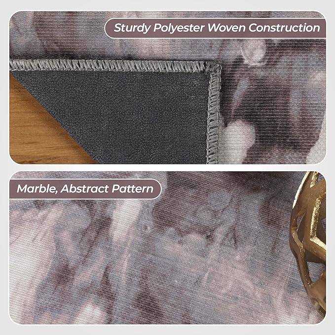 Yuma Abstract Marble Pattern Non-Slip Indoor Area Rug & Runner - Perfect for Living Room, Bedroom, or Hallway Decor