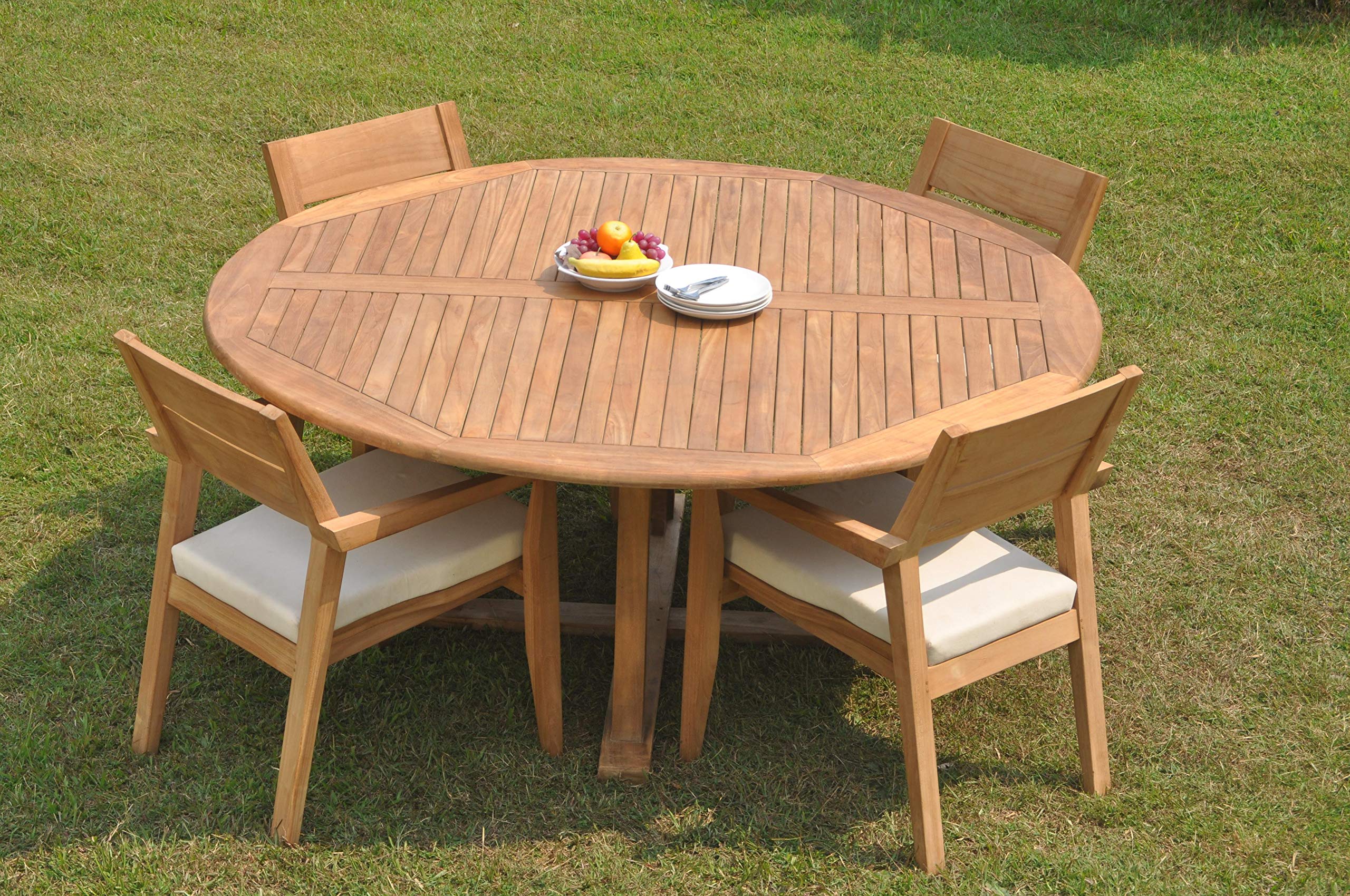 Premium 5-Piece Outdoor Teak Patio Dining Set - 72