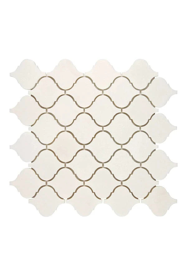 White Thassos Marble Arabesque Mosaic Tile - Premium Natural Stone Wall & Floor Tile for Bathroom, Kitchen Backsplash, and Shower Design