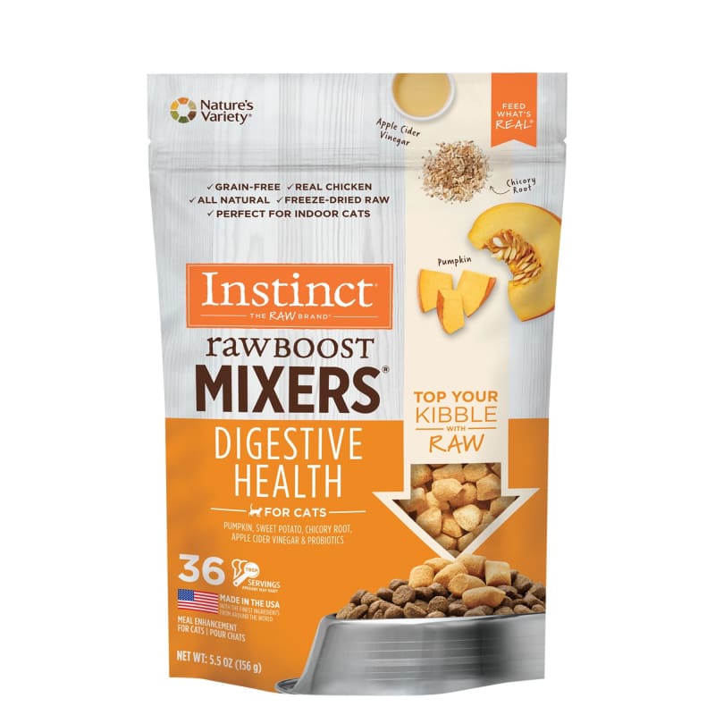 Instinct Freeze Dried Raw Boost Mixers Grain-Free Cat Food Topper - Digestive Health Recipe for Cats (2 Sizes) | Perfect for Picky Eaters & Senior Cats