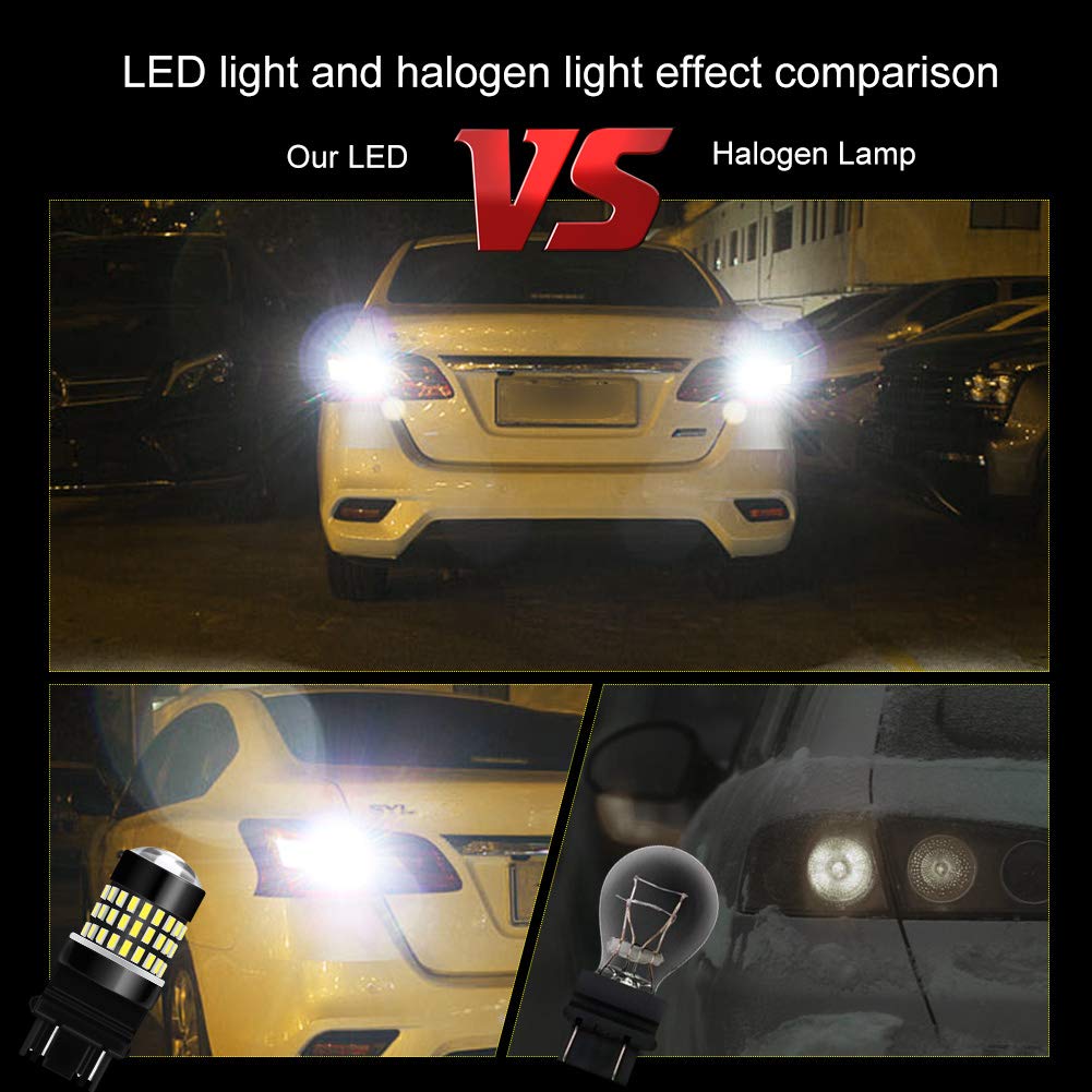 3157 3156 3057 4157 LED Bulbs - Xenon White 1800LM Super Bright 3014 SMD Chipsets with Projector Lens | Reverse Lights, Brake Lights, Tail Lights for Cars, Trucks, SUVs | 12-24V DC (2-Pack) - Perfect for Night Driving & Enhanced Safety