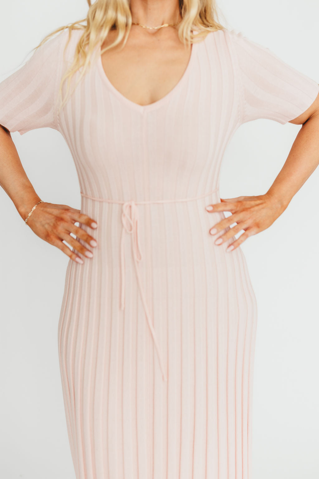Oakley Ribbed Maxi Dress in Light Pink - Bump Friendly Maternity Dress for Women, Comfortable Stretchy Pregnancy Dress for Everyday Wear, Perfect for Baby Showers & Maternity Photos