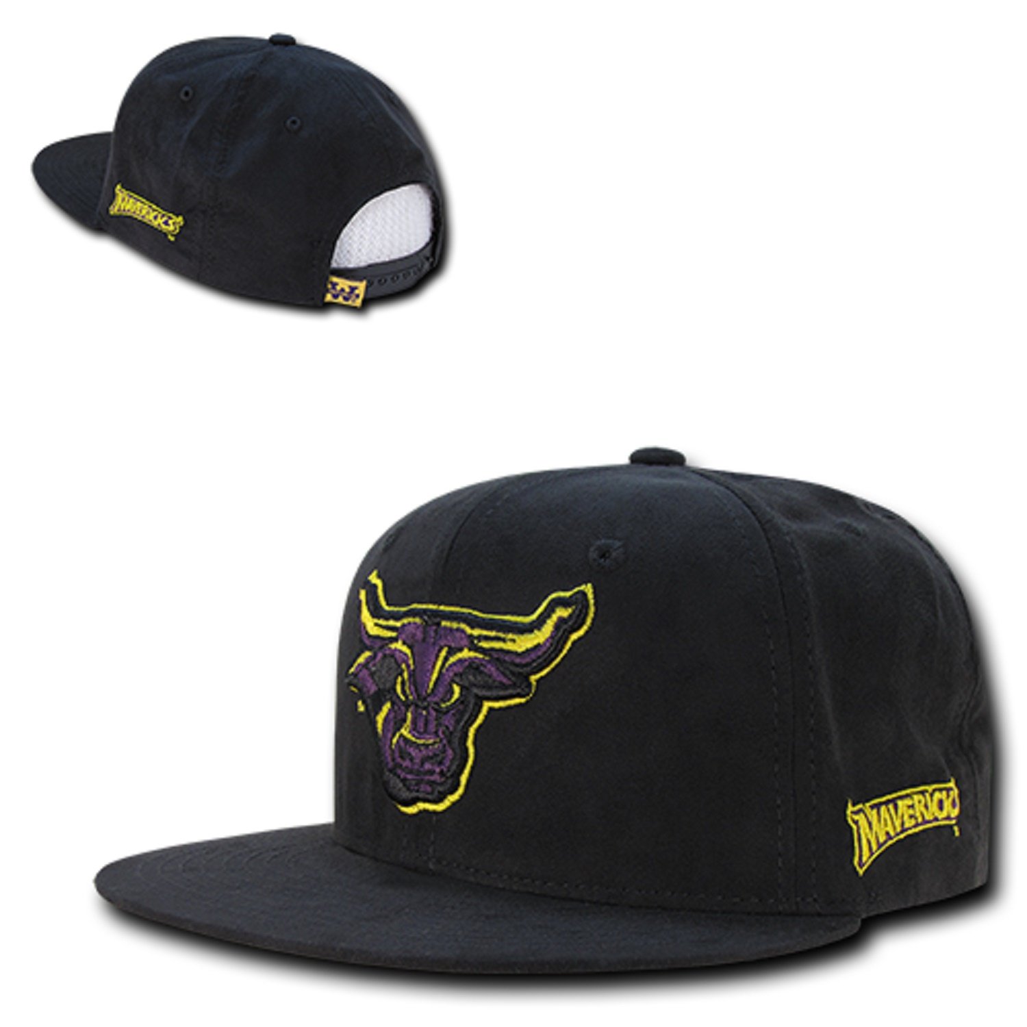 University of Minnesota State Mankato Mavericks NCAA Officially Licensed Snapback Cap - Faux Suede Retro Flat Bill Baseball Hat in Black | Perfect for Game Day, College Spirit & Fan Apparel