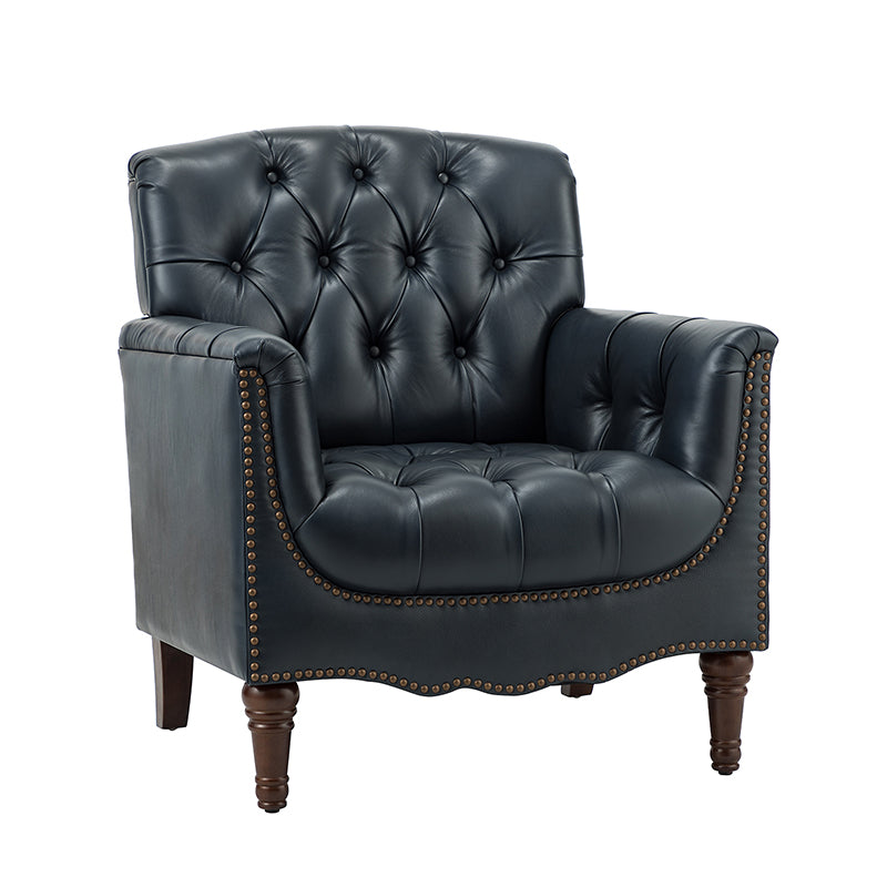 Premium Genuine Leather Armchair - Handcrafted Modern Lounge Chair for Living Room, Office & Study - Brown Leather Recliner with Solid Wood Frame - Perfect for Home Decor & Relaxation