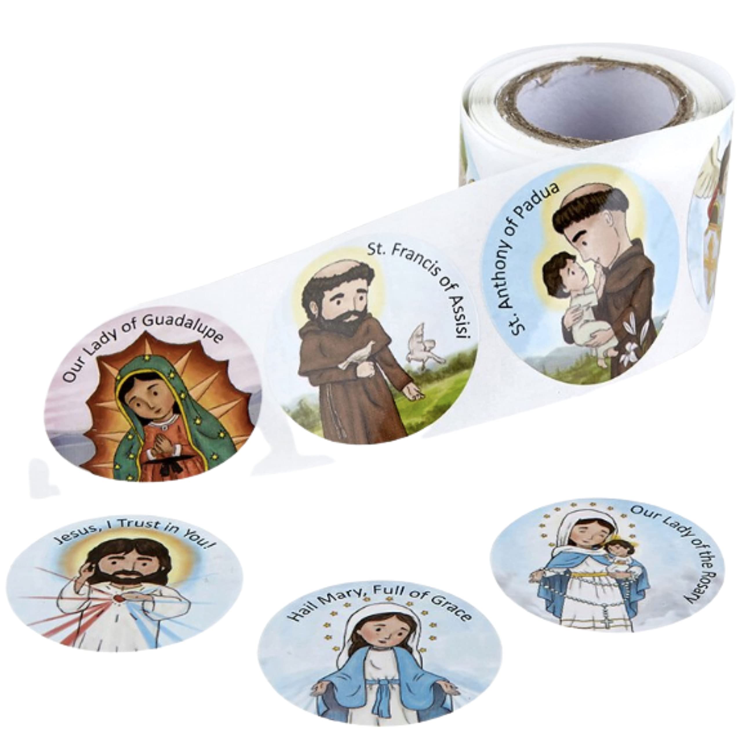 Christian Stickers for Kids - 100 Religious Catholic Saint Mini Stickers with 10 Refrigerator Magnets - Perfect for Sunday School, Bible Study & Faith-Based Crafts