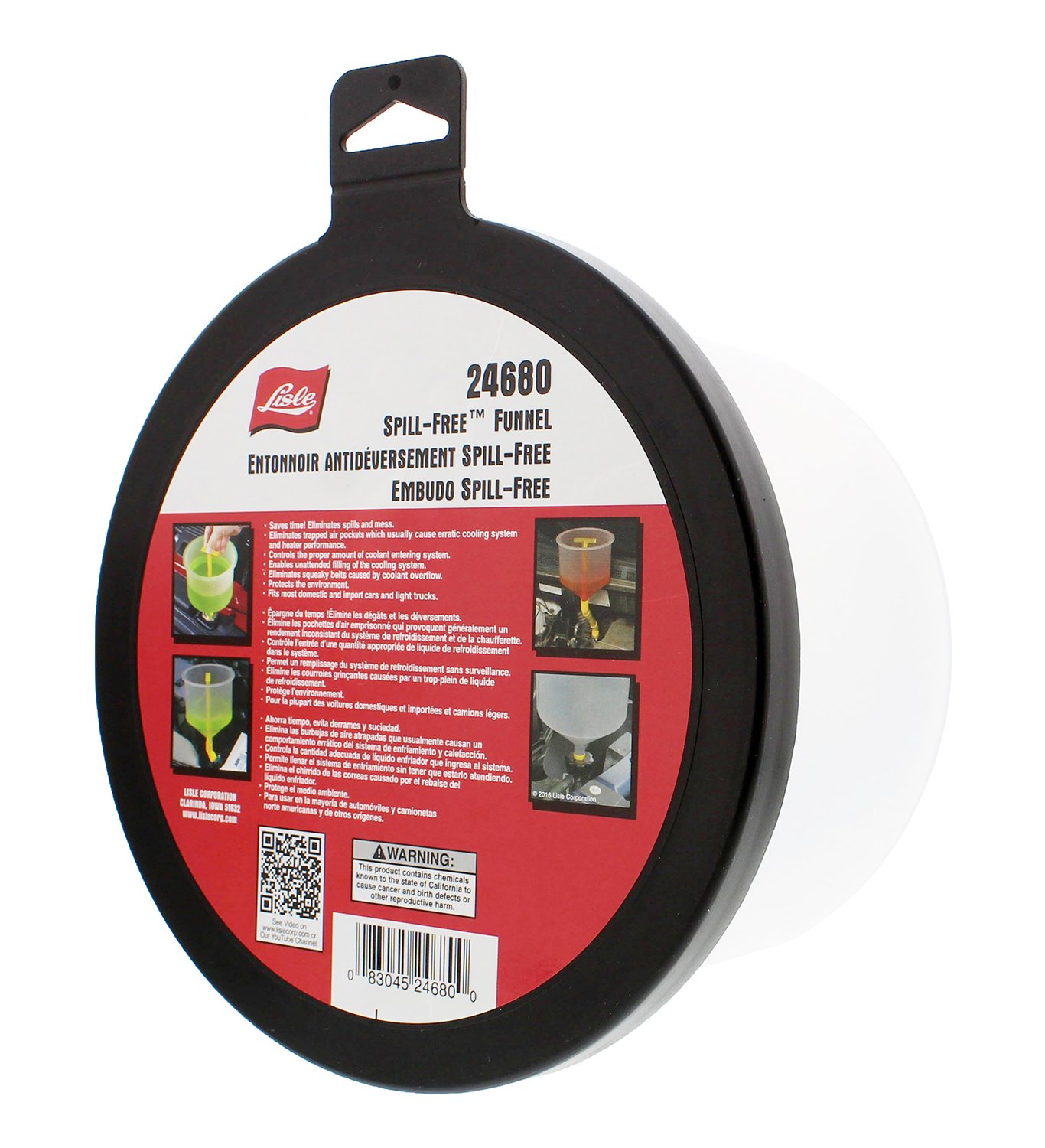 Lisle 24680 Spill-Free Funnel with Standard Adapters - 11 x 7 x 7 Inches - Perfect for Automotive Oil Changes, Fluid Transfers & DIY Projects