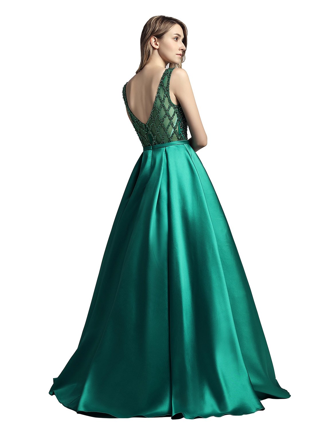 Sarahbridal Women's Elegant Long Beaded Prom Evening Dresses 2022 - Pearls Embellished Wedding Party Ball Gowns for Homecoming, Formal Events & Special Occasions