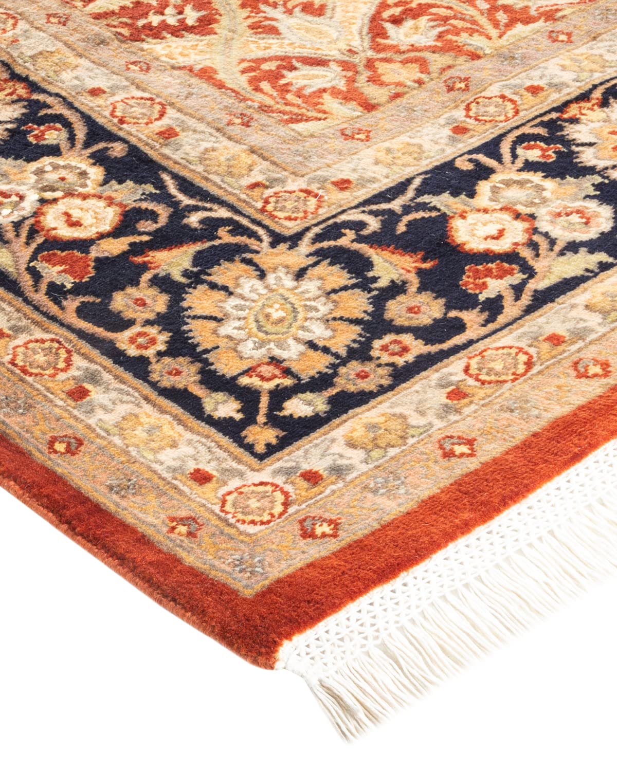 Handmade Wool Oriental Mogul Orange 6x9 Area Rug - Traditional Hand-Knotted Design for Living Room, Bedroom & Dining Room Decor