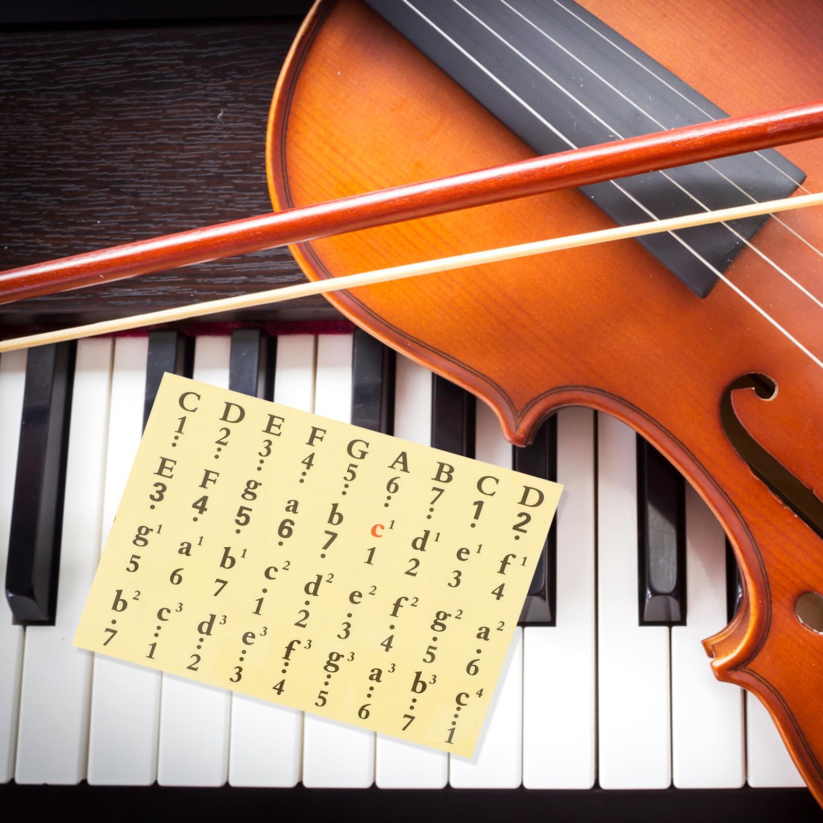 Healifty Piano Key Stickers - 1 Pack Black Transparent Numbered Keyboard Labels for 61/54/49 Key Pianos - Perfect for Beginners & Music Lessons
