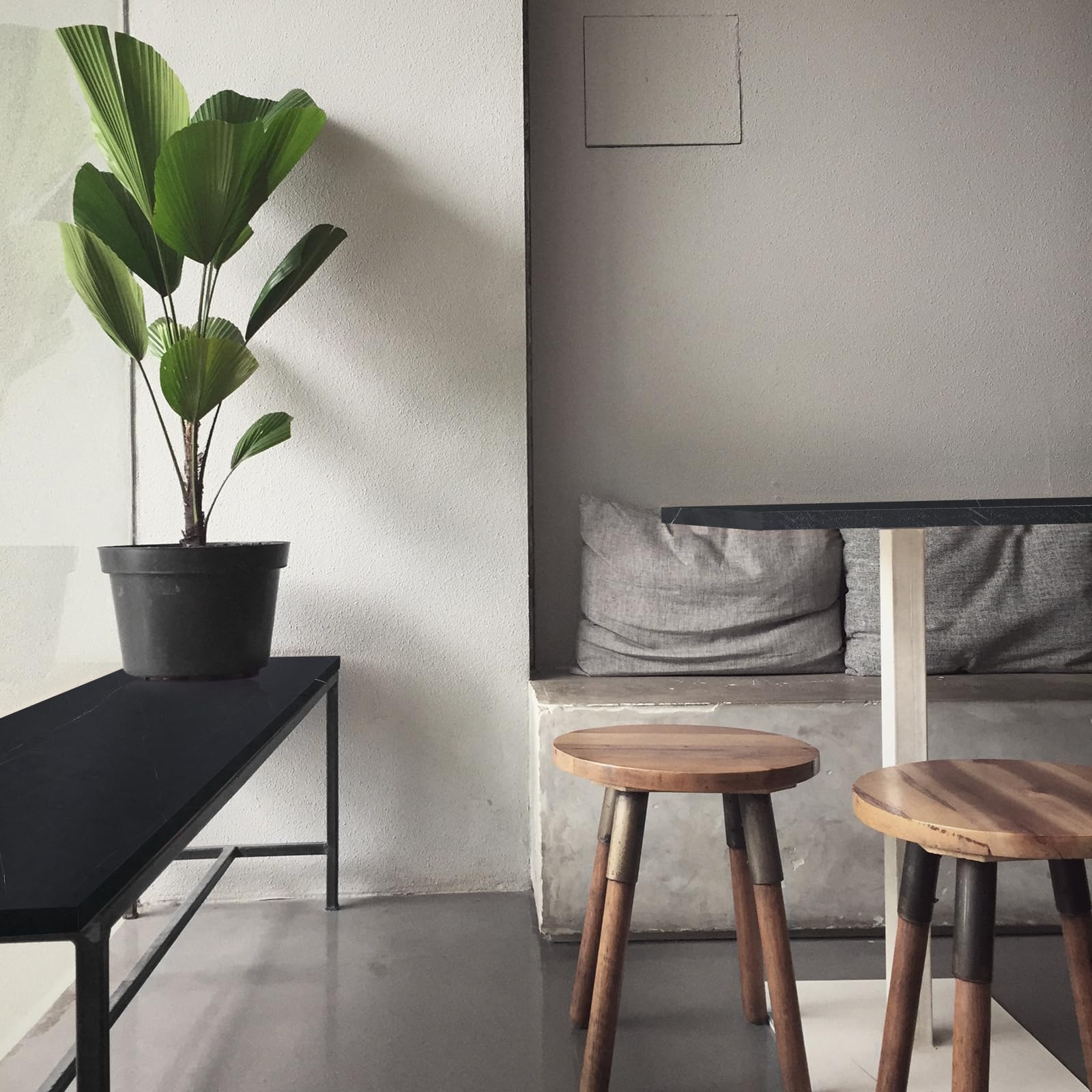 36x24 Inches Solid Wood Tabletop - 1 Inch Thick Kaboon Desktop for Sit Stand Desk, L-Shaped Workstation & Home Office - Durable Countertop for Commercial Use (Cloud Atlas/Black Marble) - Perfect for Home Offices, Gaming Setups & Workspace Solutions