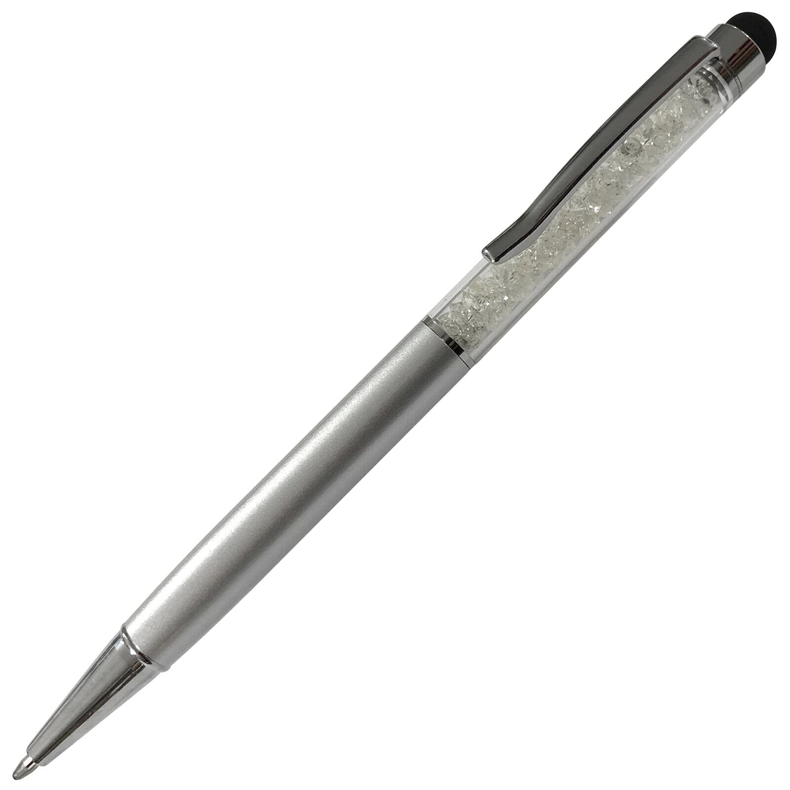 Crystal Stylus Pen - Silver for Writing & Touchscreen Use