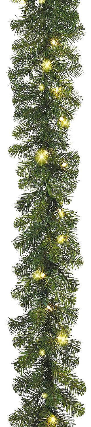 6 Foot Artificial Balsam Pine Christmas Garland with 120 Tips & 36 LED Battery-Operated Lights - Timer Function for Holiday Home Decor, Mantel, Staircase & Fireplace