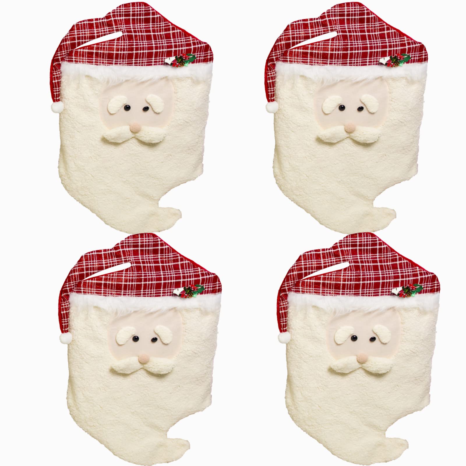 4 Pack Christmas Chair Covers with Santa Hat Design - Festive Red Chair Slipcovers for Holiday Dinner Party Decor, Home & Table Decoration - Perfect for Christmas Celebrations, Family Gatherings & Festive Home Styling