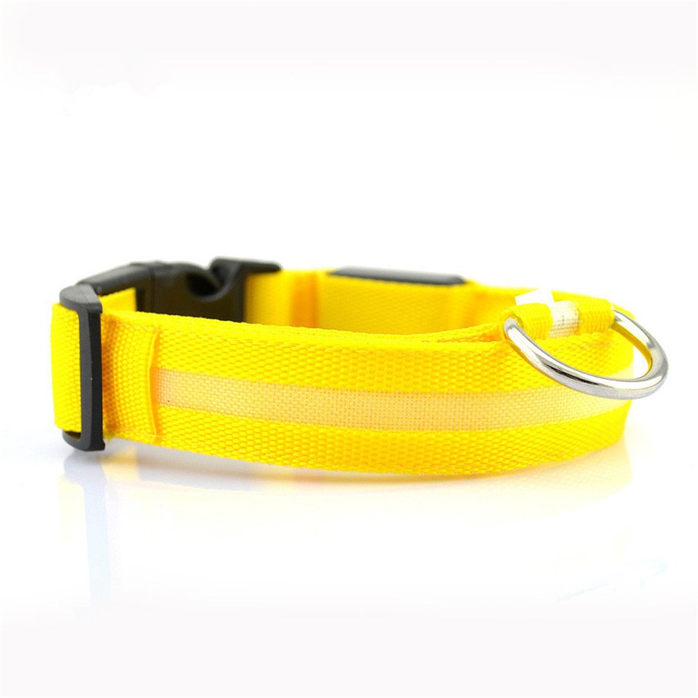 Kuntrona LED Dog Collar with Nylon Strap - Waterproof Flashing Safety Light for Small Dogs & Cats - Reflective Pet Collar for Night Walking, Jogging, and Outdoor Adventures