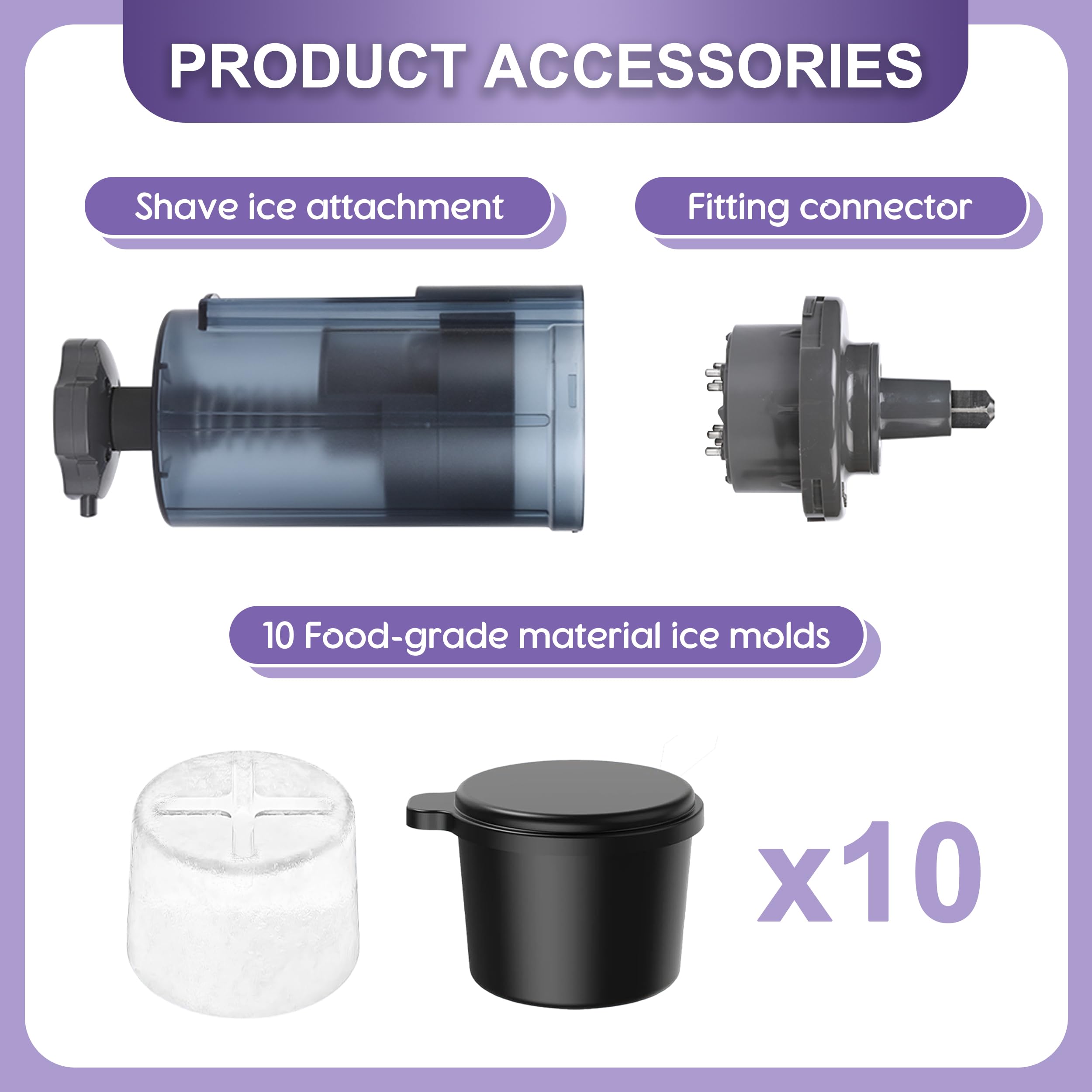 **KitchenAid Stand Mixer Shaved Ice Attachment - Homemade Snow Cone Maker with 10 Reusable Ice Cube Molds & Instruction Manual - Perfect for Summer Parties, Desserts & Family Fun**