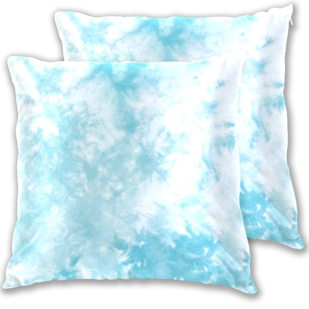 Aflyko Batik Tie Dye Abstract Aqua Throw Pillow Covers 16x16 Inch - 2 Pack Decorative Cushion Cases for Sofa, Bed, Office & Car - Perfect for Home Decor, Housewarming Gifts & Bohemian Style Living Room Accents