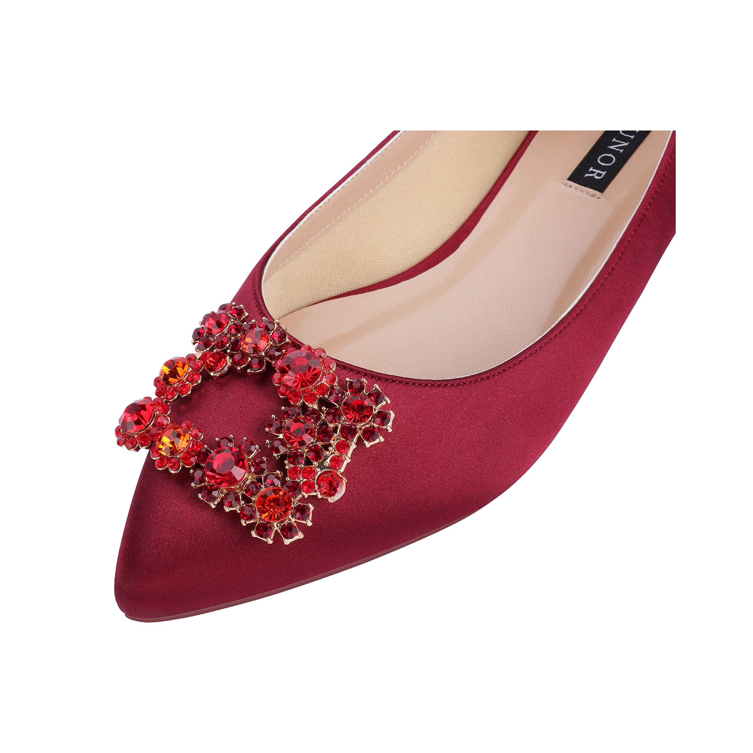 ERIJUNOR Women's Rhinestone Satin Wedding Shoes - Comfortable Pointed Toe Slip-On Flats for Brides, Prom, Evening Party & Special Occasions | Elegant Dress Shoes for Weddings, Dances & Formal Events | Perfect for Bridal Shower, Anniversary & Red Carpet Looks | Ideal for Church Ceremonies, Cocktail Parties & Photoshoots | Great for Bridal Portraits, Reception, and First Dance