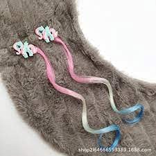 15 Inch Girls Curly Wave Hair Clips & Bows Set (2 Pairs) - Mixed Colors Hair Pins for Ponytail, Princess Style Kids Hair Accessories | Perfect for School, Parties & Special Occasions