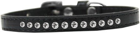 Clear Crystal Leather Puppy Collar for Small Dogs - Black Sparkling Rhinestone Dog Collar for Puppies | Perfect for Daily Walks, Pet Parties & Fashion Accessories