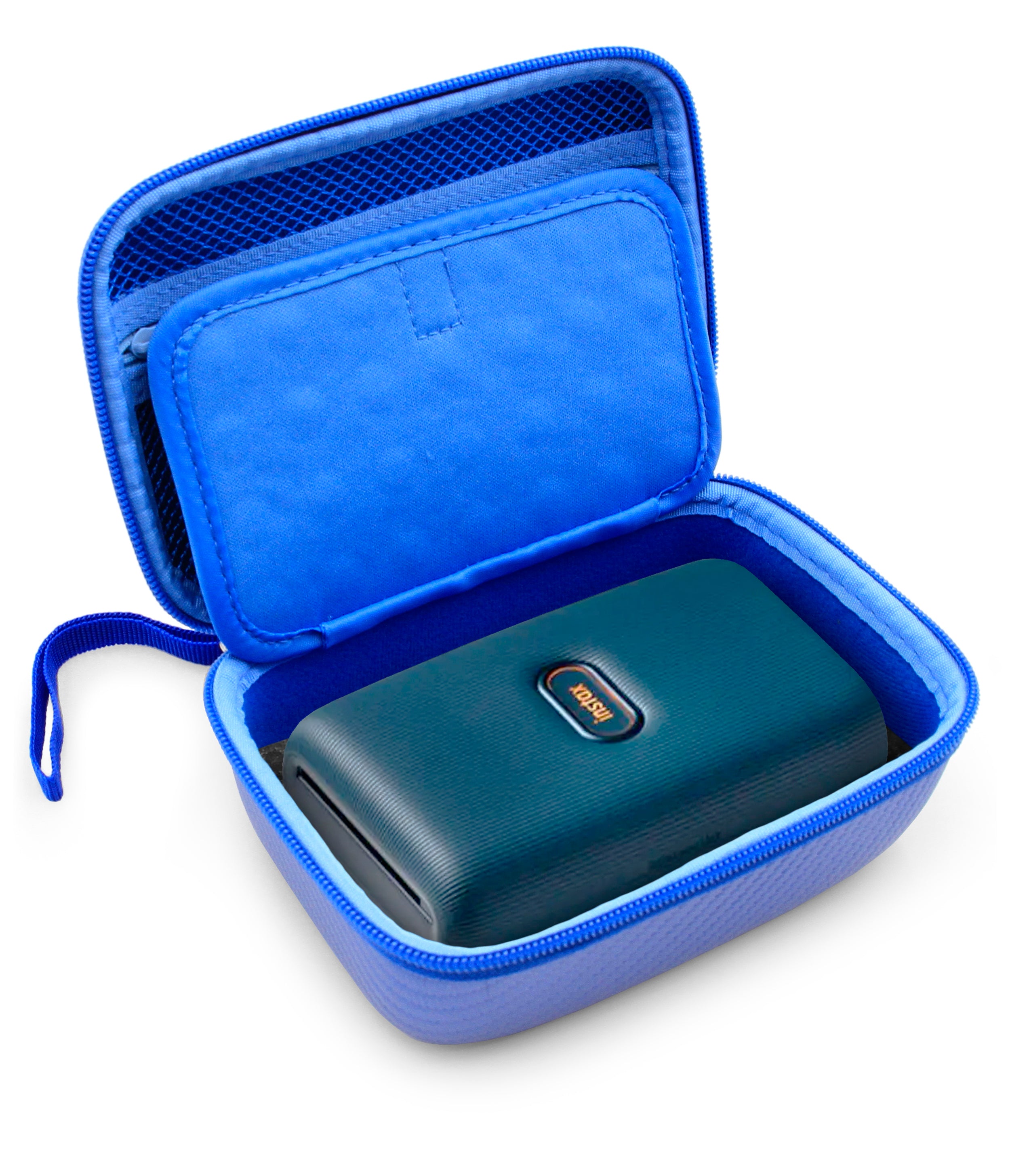CASEMATIX Blue Travel Case for Fujifilm Instax Mini Link Smartphone Photo Printer & Instant Film - Durable EVA Carry Case with Protective Foam - Perfect for Travel, Parties, and Photo Printing On-The-Go