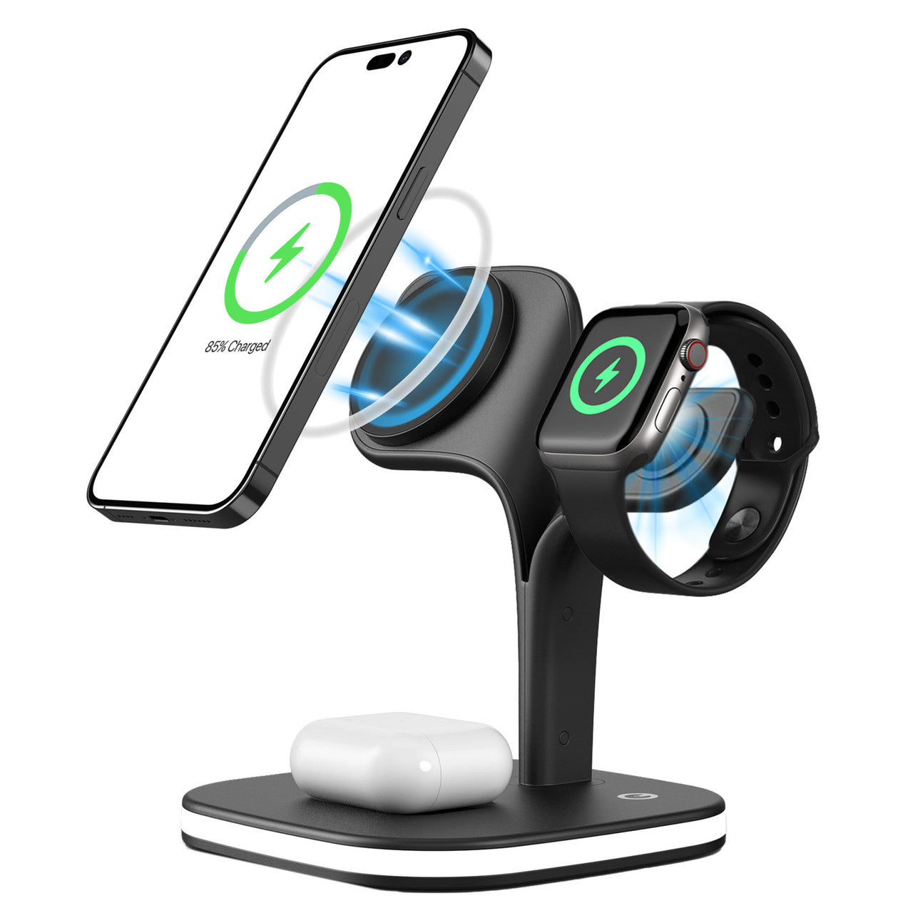 5 in 1 Wireless Fast Charging Station for iPhone, Samsung & AirPods - Multi Device Charger with Night Light - Perfect for Bedroom, Office & Travel
