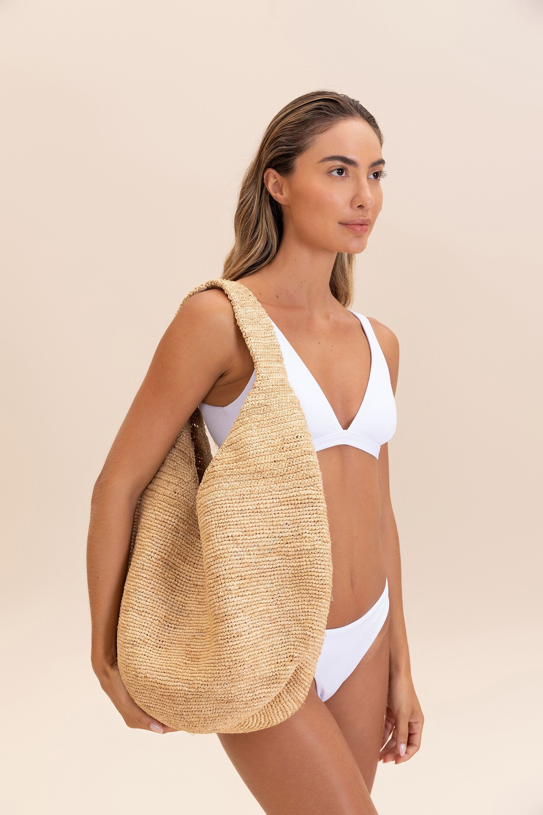 Stylish Beach Raffia Tote Bag for Women - Handmade Natural Woven Straw Summer Bag - Perfect for Beach Vacation, Pool Party & Shopping