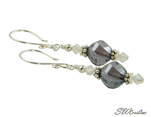 Exquisite Tanzanite Purple Crystal Beaded Earrings for Women - Elegant Dangle Earrings for Parties, Weddings & Special Occasions